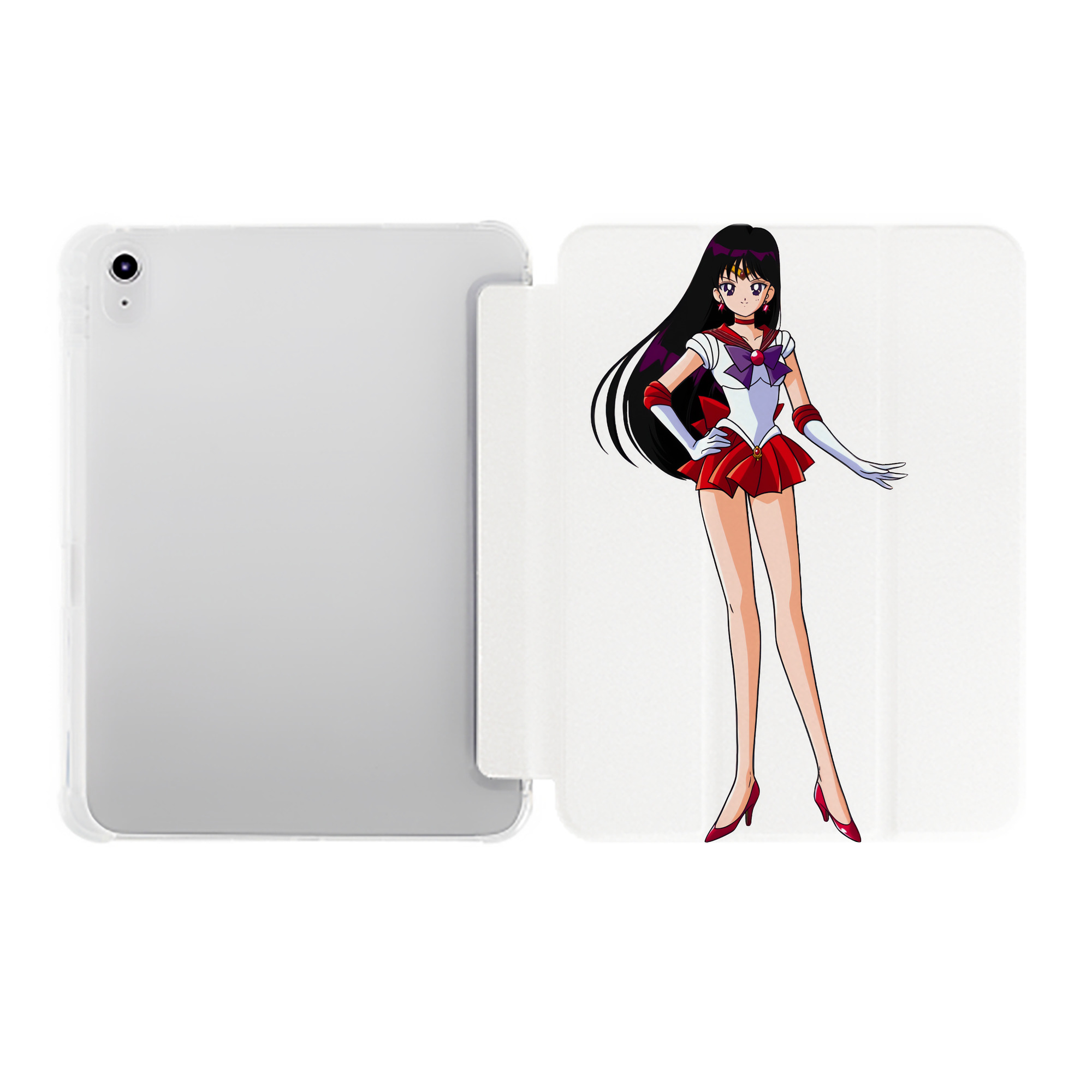 （画像用） 美少女戦士セーラームーン 火野レイ ひの レイ Sailor Moon Hino Rei （セーラーマーズ,Sailor Mars） IPad ケース ペン収納付き 三つ折りスタンド PUレザー×シリコン 対応機種9.5/10.5/10.9インチ